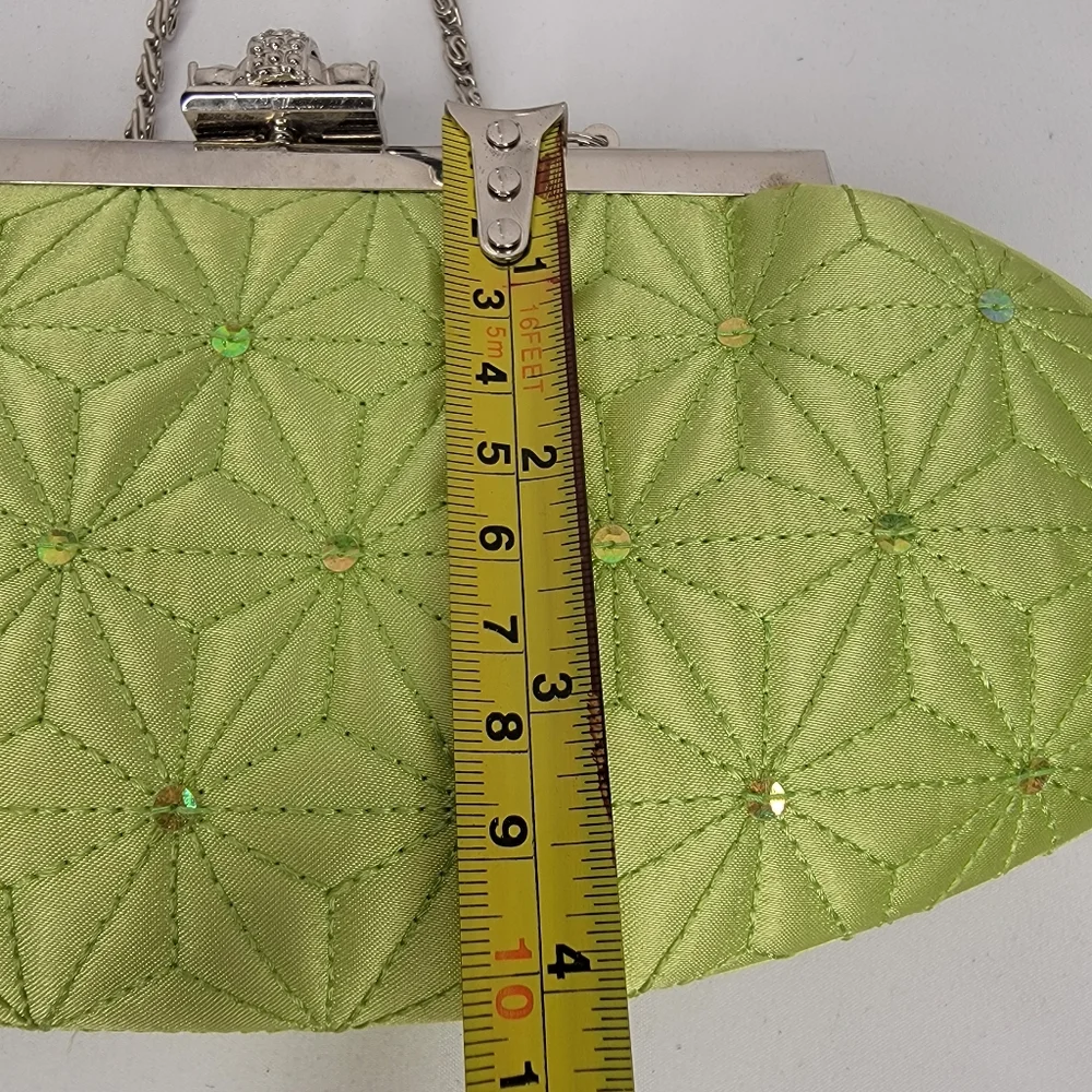Kate Landry Elegant Lime Green Quilted‎ Clutch. P188